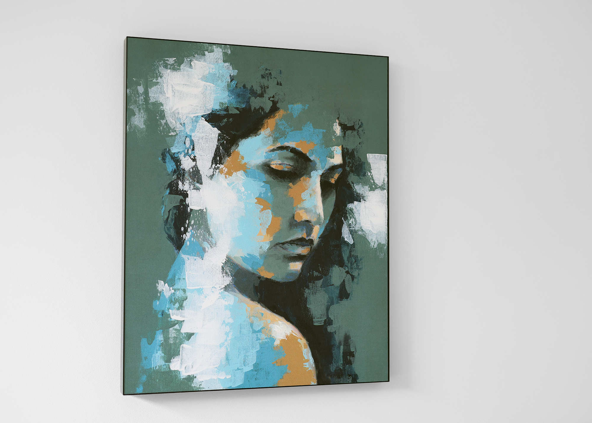 Abstract realism fine art portrait piece framed