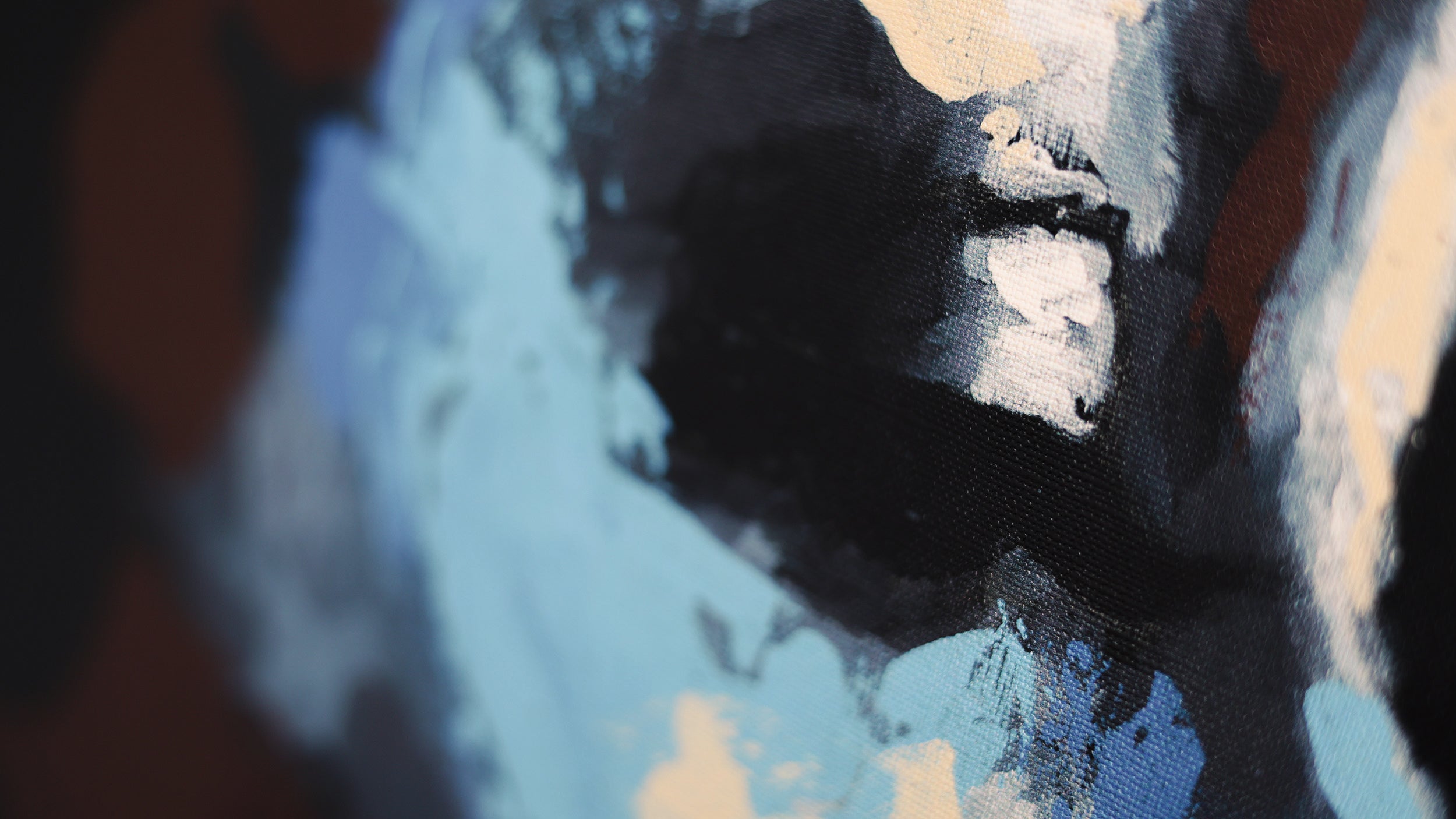 Cool toned abstract portrait art on canvas